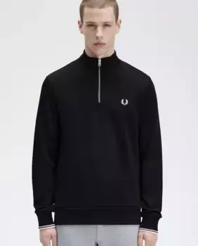 Мужской свитшот на молнии и окантовке Fred Perry, чёрный