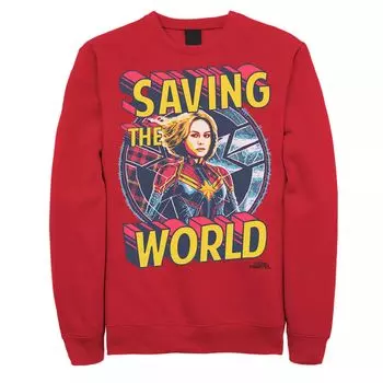 Мужской свитшот с портретом Marvel Captain Marvel Saving The World