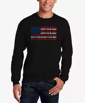 Мужской свитшот с принтом Happy 4th of July Word Art LA Pop Art, черный