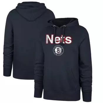 Мужской темно-синий пуловер с капюшоном Brooklyn Nets 2021/22 City Edition Pregame Headline '47