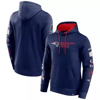 Мужской темно-синий пуловер с капюшоном New England Patriots Extra Innings с логотипом Fanatics
