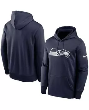 Мужской темно-синий пуловер с капюшоном с логотипом Big and Tall College Seattle Seahawks Fan Gear Primary Logo Therma Performance Nike
