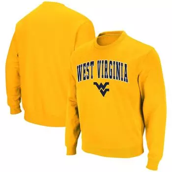 Мужской золотой свитшот с круглым вырезом West Virginia Mountaineers Arch & Logo Colosseum
