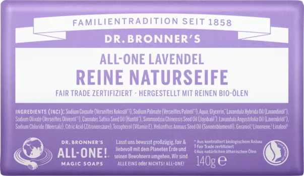 Мыло кусковое натуральное лавандовое 140г. Dr.Bronner's
