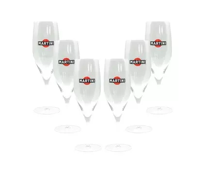 Набор бокалов Martini Prosecco Glass Flutes - 6 бокалов для игристого вина Mixcompany
