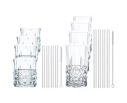 Набор бокалов Spiegelau Elegance 2x 4 шт. + 8 соломинок, прозрачный