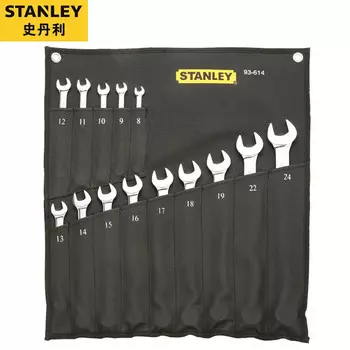 Набор гаечных ключей Stanley с открытым концом для цветов сливы, набор гаечных ключей двойного назначения для цветов сливы, тупой гаечный ключ, 14 предметов, 8–24 мм 93-614-22