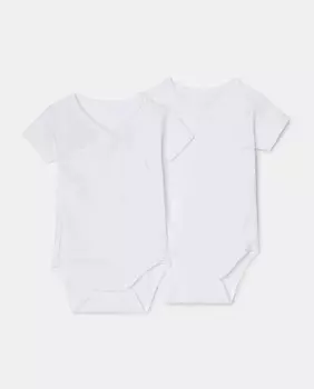 Набор из 2 скрещенных детских боди с короткими рукавами Cotton Juice, белый
