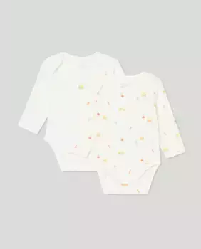 Набор из двух боди для девочек с длинными рукавами Cotton Juice, белый