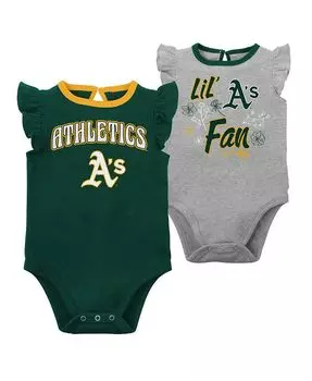 Набор из двух боди Oakland Athletics Little Fan для новорожденных, зеленый, Хизер-серый Outerstuff, зеленый