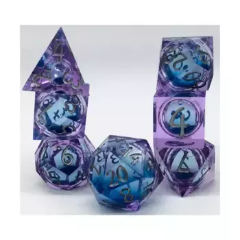 Набор Liquid Core Poly — фиолетовые и синие блестки с серебром (7), Resin Dice (Crystal Maggie)