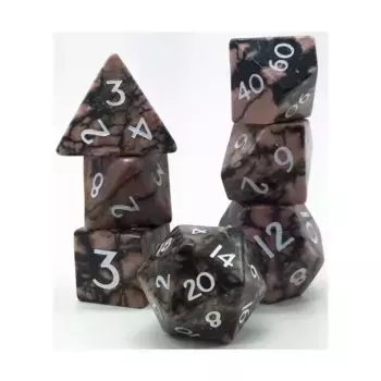 Набор Poly - Родонит с белым (7), Semi Precious Stone Dice (Level Up Dice)