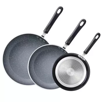 Набор сковородок с антипригарным покрытием для индукционных плит Cook N Home 3 шт (8/10/12 дюймов), черный
