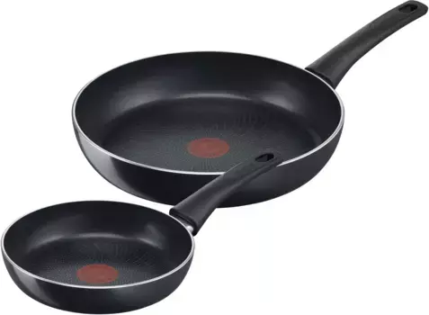 Набор сковородок Tefal "Generous Cook", алюминий, (набор, 2 шт., по 1 сковороде 20/28 см, В: 4,5/5 см), антипригарное покрытие, термосигнал, глубокая, все виды плит, индукция 28 см, черный