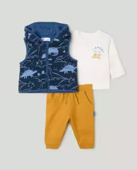 НАБОР ЖИЛЕТА DINOS ДЛИННЫЙ, 3P Baby El Corte Ingls, темно-синий