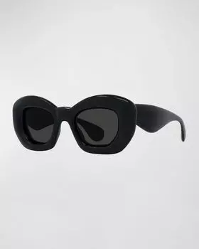 Надутые однотонные солнцезащитные очки-бабочки из ацетата Loewe, цвет Shiny Black Smoke