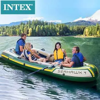 Надувная лодка INTEX 68351 Seahawk, зеленый/желтый