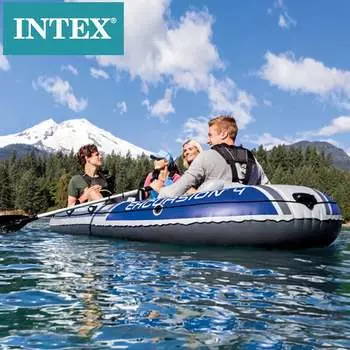 Надувная лодка на 4 человека INTEX 68324, серый