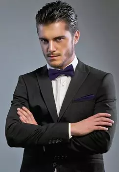 Нагрудный платок 3Set- Moreno Papillon GASSANI, черный фиолетовый фиолетовый в горошек