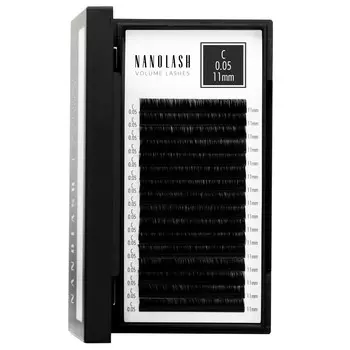 Nanolash Накладные ресницы для наращивания - 0,05 С изгиб 11мм 16 полосок