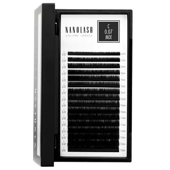 Nanolash Накладные ресницы для наращивания - 0,07 локон C микс 6-13мм 16 полосок