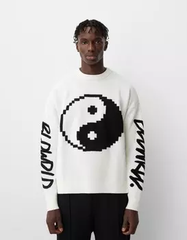 Напечатанный свитер Bershka, белый