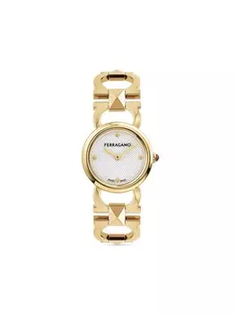Наручные часы Double Gancini Stud 25 мм Ferragamo, белый