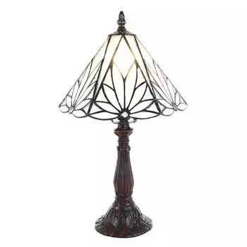Настольная лампа Clayre & Eef Tiffany 20x34 см белый коричневый стекло пластик круглый Clayre&Eef