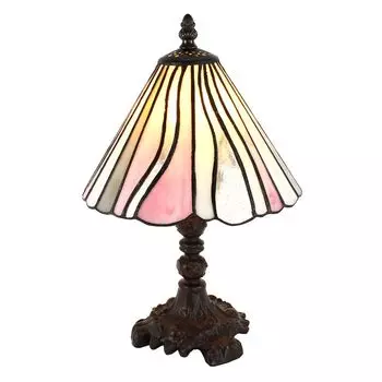 Настольная лампа Clayre & Eef Tiffany 20x34 см розовый бежевый стекло пластик Clayre&Eef