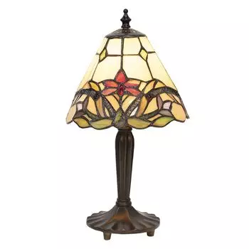 Настольная лампа Clayre & Eef Tiffany 20x36 см бежево-красные стеклянные цветы Clayre&Eef, бежевый