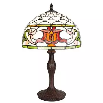 Настольная лампа Clayre & Eef Tiffany 30x49 см, белое, зеленое стекло, круглая Clayre&Eef, белый