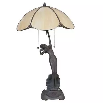 Настольная лампа Clayre & Eef Tiffany 41x70 см бежево-коричневое стекло Clayre&Eef, бежевый