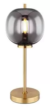 Настольная лампа Globo Lighting металл цвета латуни, матовый, стекло, кулисный переключатель на кабеле, : 185 мм, В: 450 мм, длина кабеля 1500 мм, без 1x E14 40 Вт 230 В., серебро