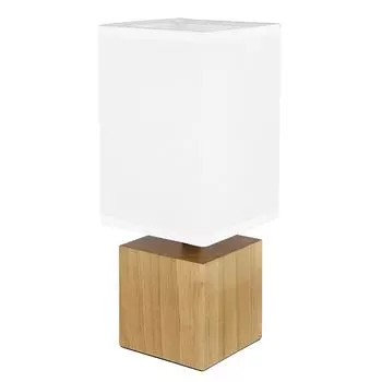 Настольная лампа RGB LED, натуральное дерево, белый текстиль, H 30 см Globo Lighting, коричневый