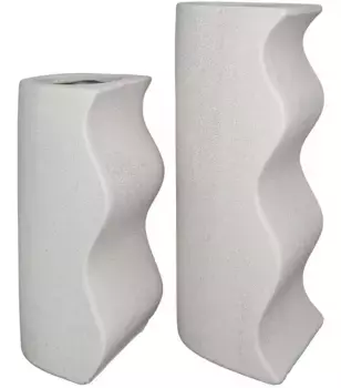 Настольная ваза GILDE "Deco Vase Onda, керамика, высота ок. 25,5 см", (набор, 2 шт.), водонепроницаемая 18,2х25,5х8 см, бежевый