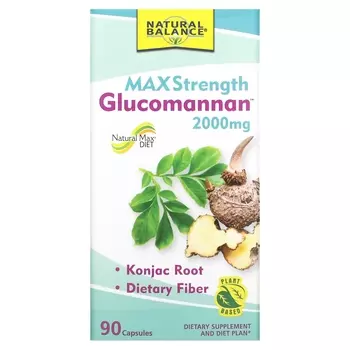 Natural Balance Глюкоманнан максимальной силы, 2000 мг, 90 капсул (666 мг на капсулу)