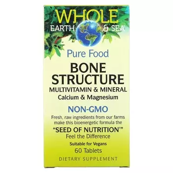 Natural Factors Whole Earth & Sea Мультивитамины и минералы костной структуры кальций и магний, 60 таблеток