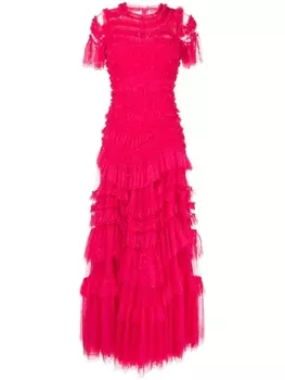 Needle & Thread платье Wild Rose с оборками, розовый