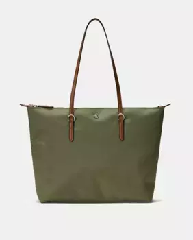 Нейлоновая сумка-тоут Keaton Medium на молнии Lauren Ralph Lauren, цвет Verde Agua