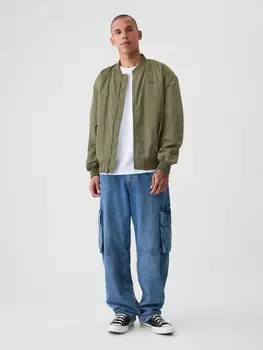 Нейлоновый бомбер Gap, зеленый