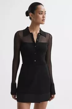 Нелли из прозрачной ткани застегивающейся на пуговицы Reiss, черный
