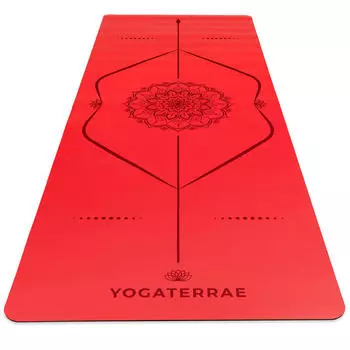 Нескользящий коврик для йоги из натурального каучука PU - MANDALA BODY LINES красный Yogaterrae, цвет rot