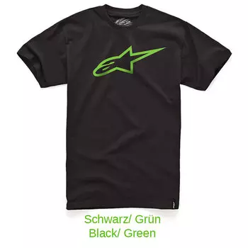Нестареющая классическая футболка Alpinestars, черный/зеленый
