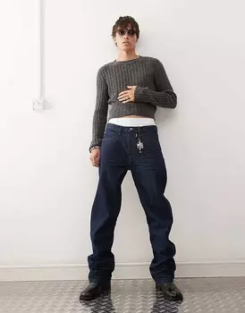 Нежесткие прямые джинсы Cheap Monday синего цвета с полосканием