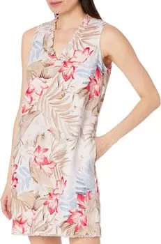 Нежное платье прямого кроя без рукавов Flora Tommy Bahama, белый