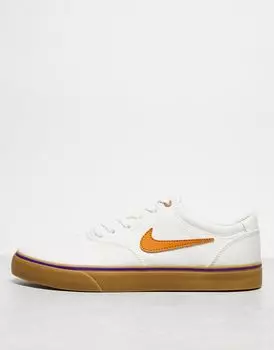 Nike – Chron 2 – бело-оранжевые кроссовки из парусины
