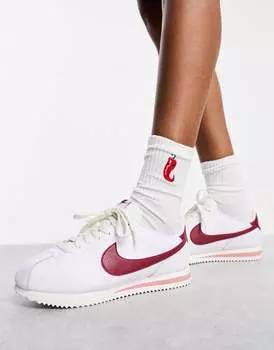 Nike - Cortez - Бело-красные кожаные кроссовки