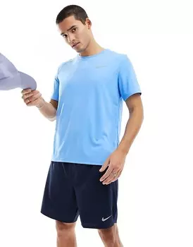 Nike Running – Miler Dri-FIT – Синяя футболка