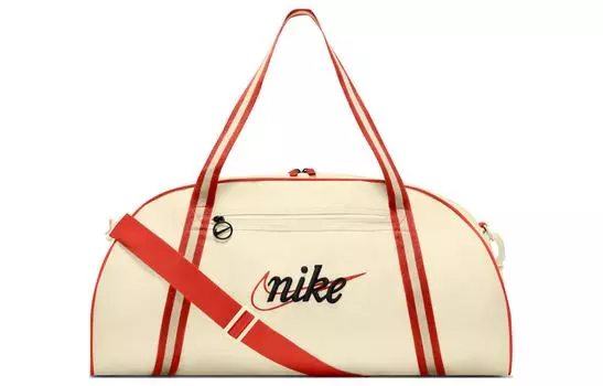Nike Спортивная сумка цвета кокосового молока и страстного красного и черного