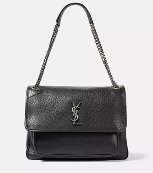 Ники большая кожаная сумка через плечо Saint Laurent, нуар